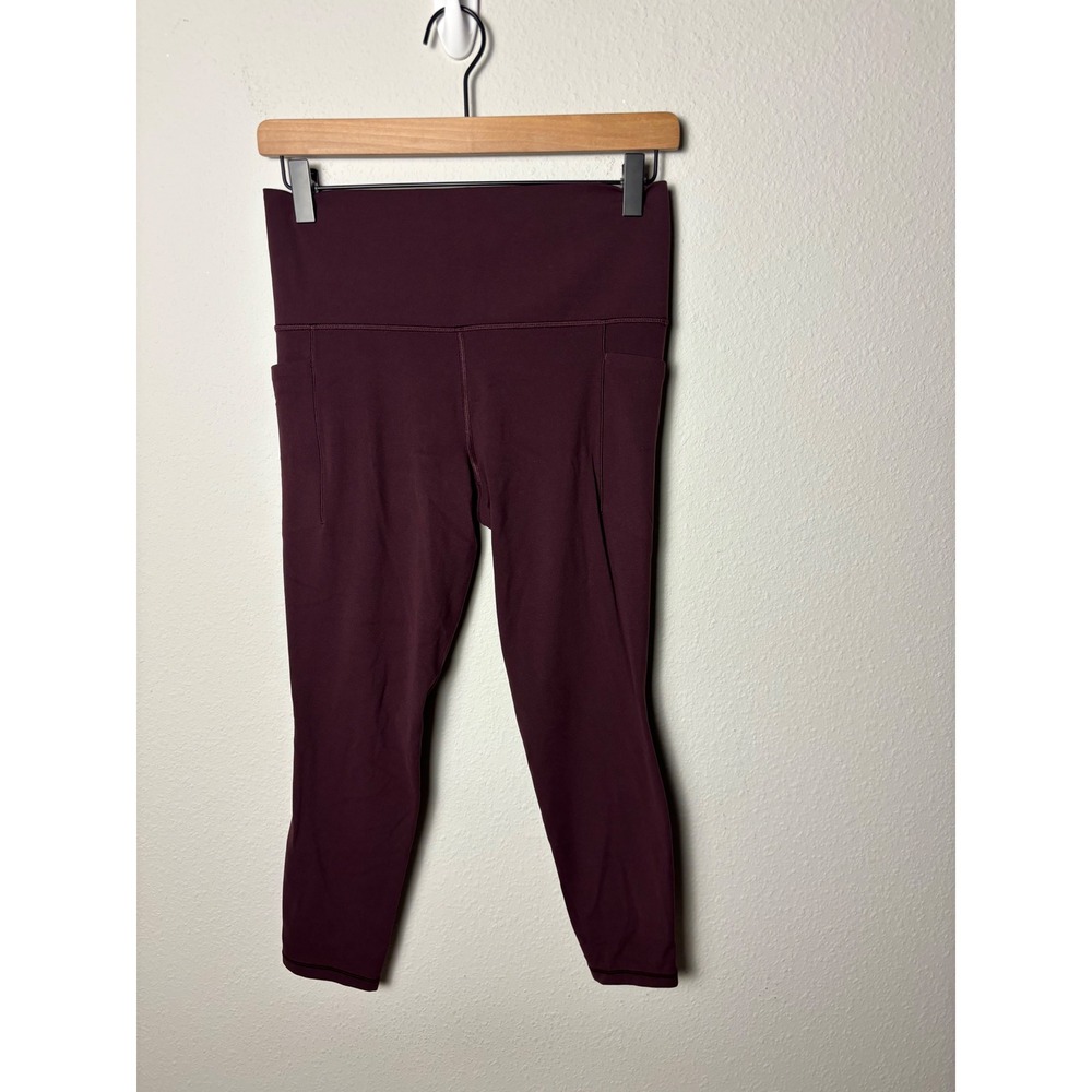 Athleta Salutation Stash 7/8 Tight Burgundy Plum High Rise Leggings Medium